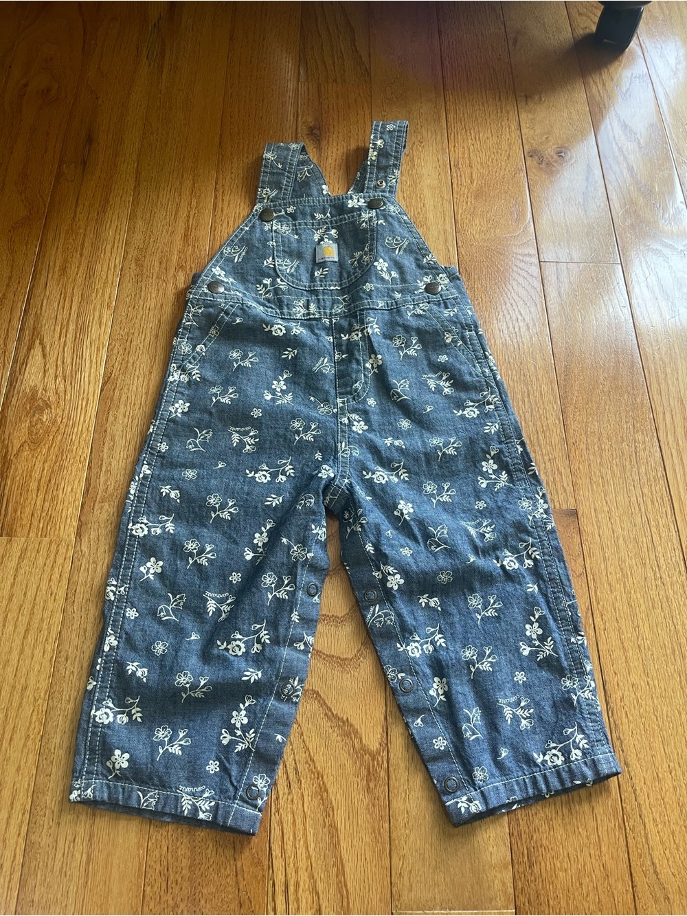 Carhartt Girls' Blue Floral Denim Overalls